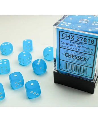 Chessex Dice: Special 12mm D6 (36) - Frosted: Caribbean Blue/White 