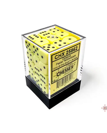 Chessex Dice: Opaque 12mm D6 (36) - Pastel Yellow/Black 