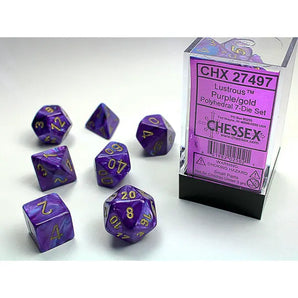 Chessex Dice: 7-Die RPG Set - Lustrous: Purple/Gold 