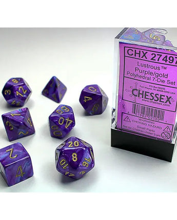 Chessex Dice: 7-Die RPG Set - Lustrous: Purple/Gold 