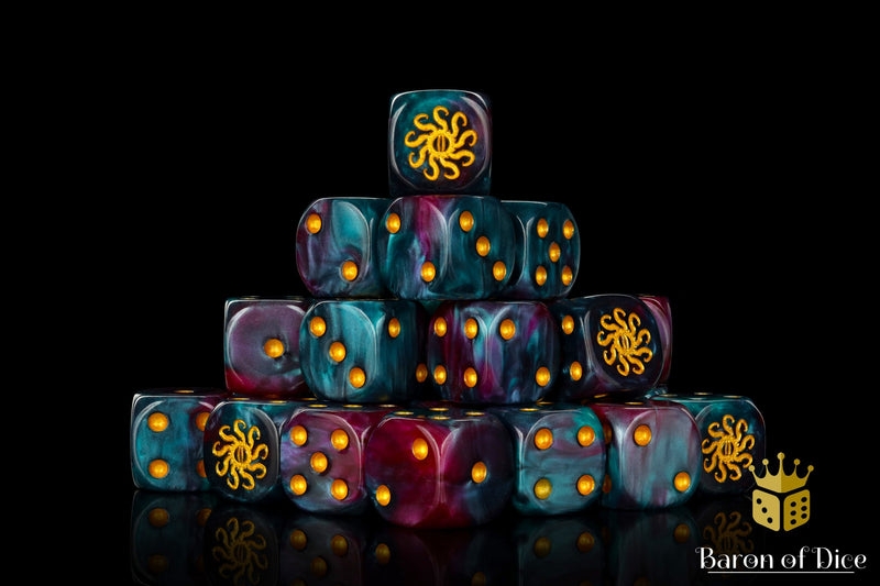 Load image into Gallery viewer, Cult of Knowledge Dice - Teal &amp; Purple
