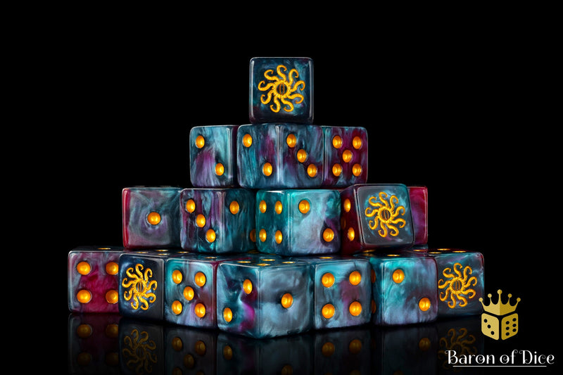 Load image into Gallery viewer, Cult of Knowledge Dice - Teal &amp; Purple
