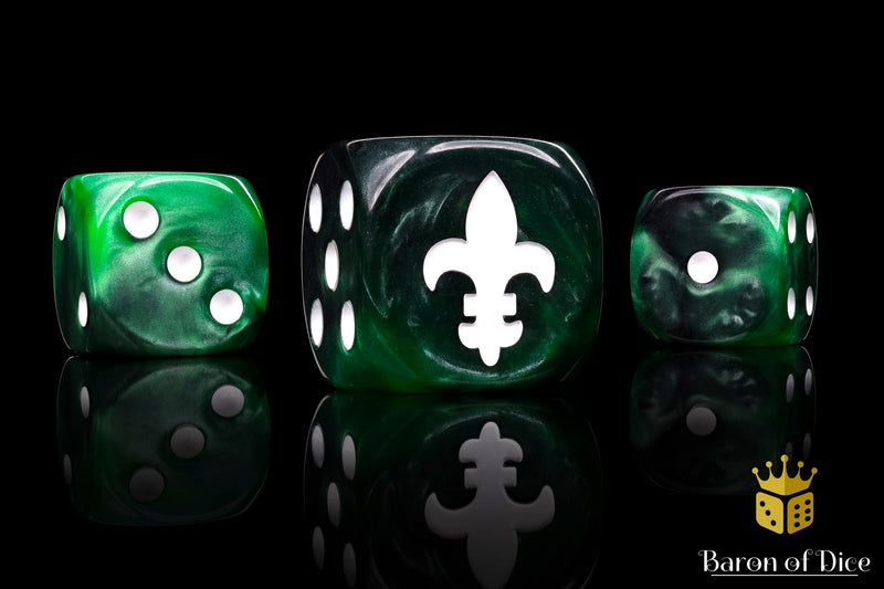 Load image into Gallery viewer, Fleur De Lis Dice - Green
