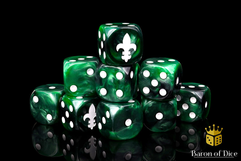 Load image into Gallery viewer, Fleur De Lis Dice - Green
