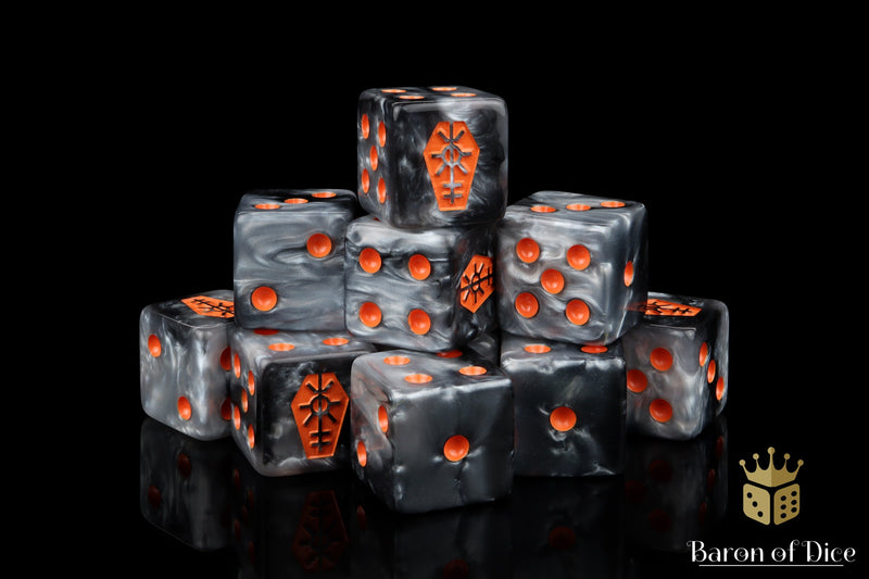 Load image into Gallery viewer, Day of the Dead Dice - Orange Coffin
