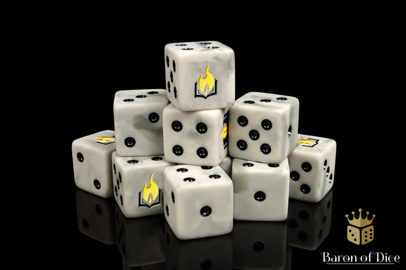 Load image into Gallery viewer, Flaming Book Dice
