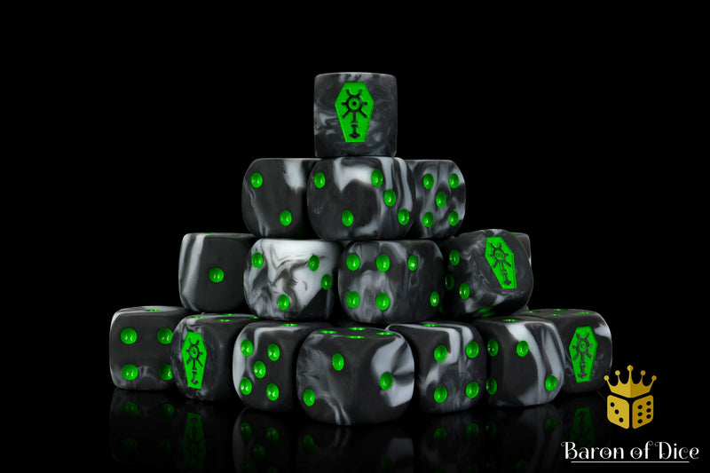 Load image into Gallery viewer, Day of The Dead Dice - Green Coffin
