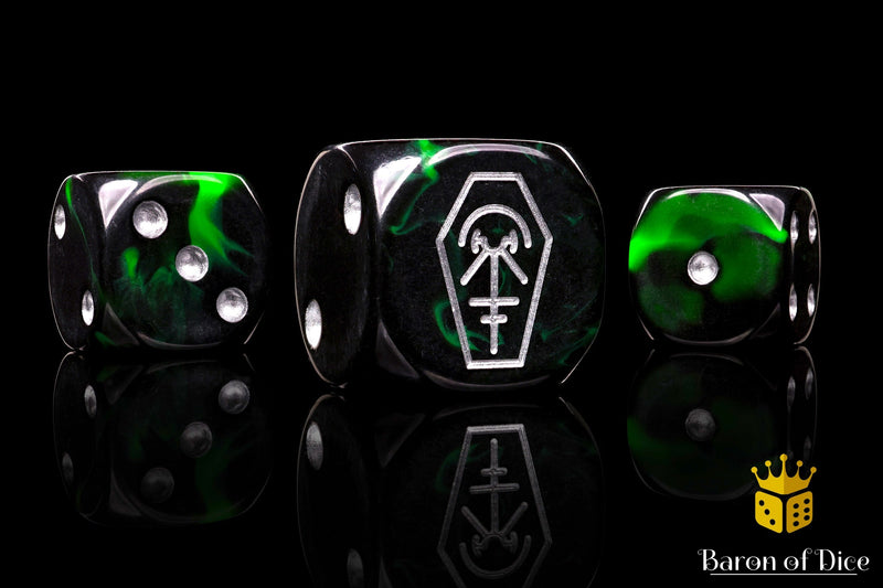 Load image into Gallery viewer, Day of the Dead Dice - Silver Coffin
