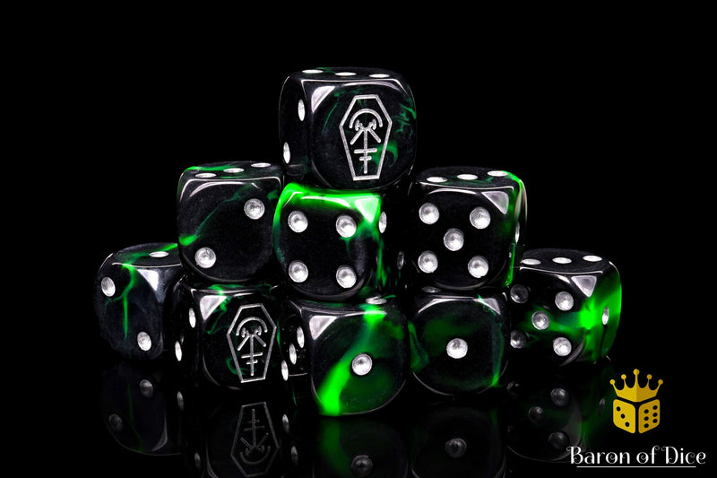 Load image into Gallery viewer, Day of the Dead Dice - Silver Coffin
