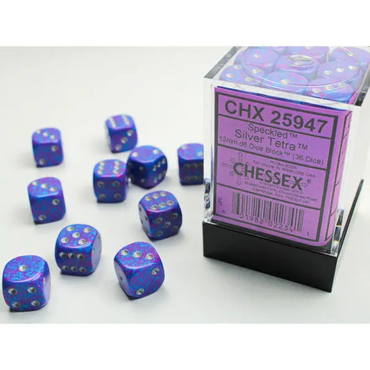 Chessex Dice: Speckled 12mm D6 (36) - Silver Tetra 