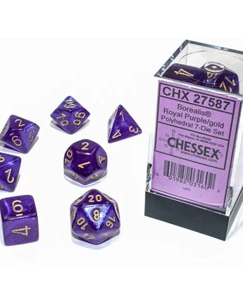 Chessex Dice: Luminary 7-Die RPG Set - Royal Purple/Gold 