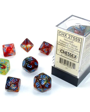 Chessex Dice: Luminary 7-Die RPG Set - Primary/blue 