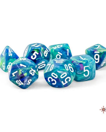 Chessex Mega-Hedrals 7-Die Set - Waterlily/White 