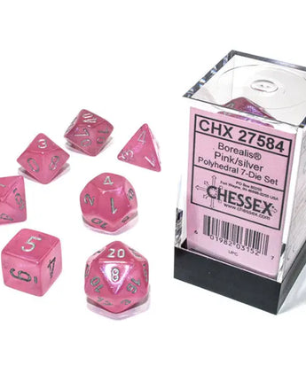 Chessex Dice: Luminary 7-Die RPG Set - Pink/Silver 