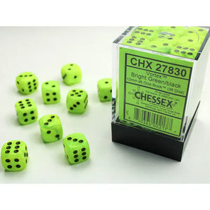 Chessex Dice: Vortex 12mm D6 (36) - Bright Green/Black