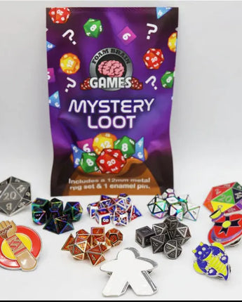 Epic Mystery Loot: Mini Metal RPG Dice Set + Enamel Pin 