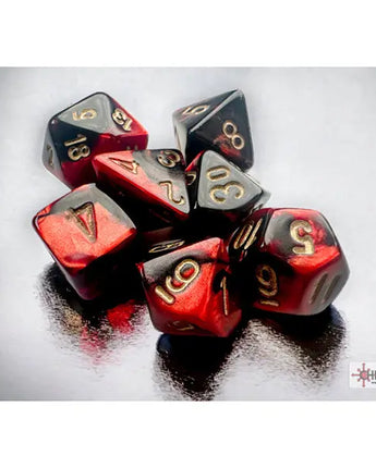 Chessex Dice: Mini 7-Die RPG Set - Gemini: Black-Red/Gold 