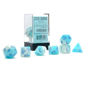 Chessex Dice: Luminary 7-Die RPG Set - Pearl Turquoise-White/Blue 