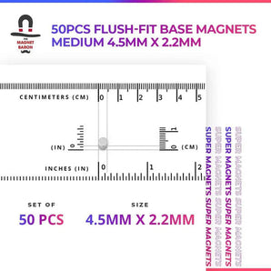 Magnet Baron: 50pcs Flush-Fit Base Medium (4.5mm x 2.22mm) Magnets 