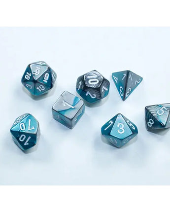 Chessex Dice: Mini 7-Die RPG Set - Gemini: Steel-Teal/White 
