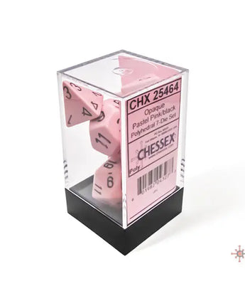 Chessex Dice: Opaque 7-Die RPG Set - Pastel Pink/Black 