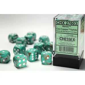 Chessex Dice: Special 16mm D6 (12) - Marble: Oxi-Copper/White 
