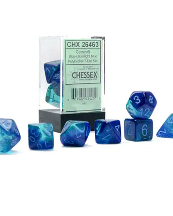 Chessex Dice: Luminary 7-Die RPG Set - Blue-blue/Light Blue