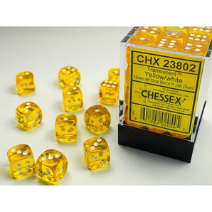 Chessex Dice: Translucent 12mm D6 (36) - Yellow/White 