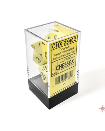 Chessex Dice: Opaque 7-Die RPG Set - Pastel Yellow/Black 