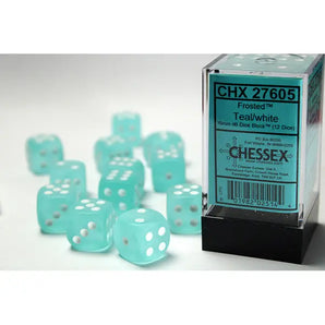 Chessex Dice: Special 16mm D6 (12) - Frosted: Teal/White 