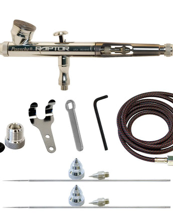 Raptor Gravity Feed Double Action Airbrush Set w/3  Heads (RG-3AS) 