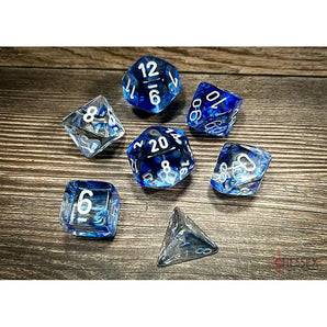 Chessex Dice: 7-Die RPG Set - Nebula: Dark Blue/White 