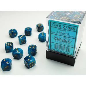 Chessex Dice: Special 12mm D6 (36) - Phantom: Teal/Gold 