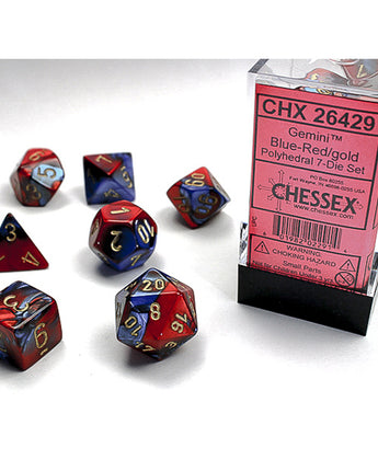 Chessex Dice: Gemini 7-Die RPG Set - Blue-Red/Gold 