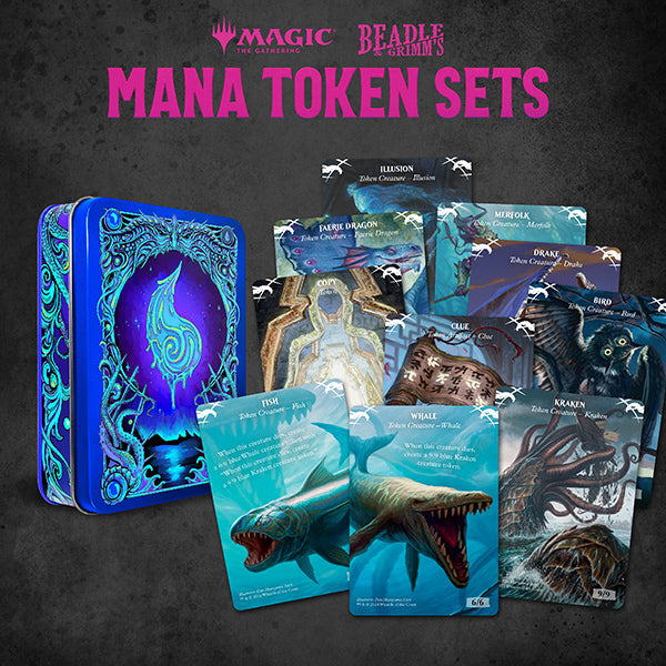 Load image into Gallery viewer, Beadle &amp; Grimms MTG Blue Mana Metal Token Set
