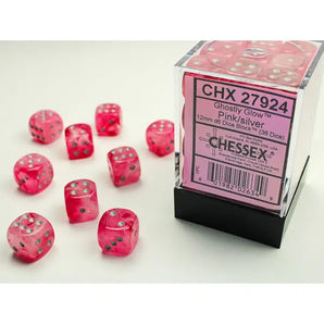 Chessex Dice: Special 12mm D6 (36) - Ghostly: Pink/Silver 
