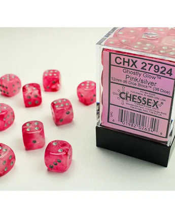 Chessex Dice: Special 12mm D6 (36) - Ghostly: Pink/Silver 