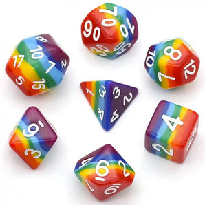 Polyhedral Dice Set: Opaque Rainbow Layer (7) 