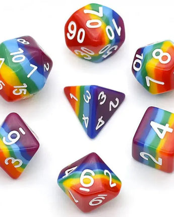 Polyhedral Dice Set: Opaque Rainbow Layer (7) 