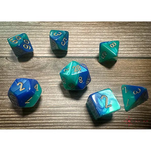 Chessex Dice: Gemini 7-Die RPG Set - Blue-Teal/Gold 