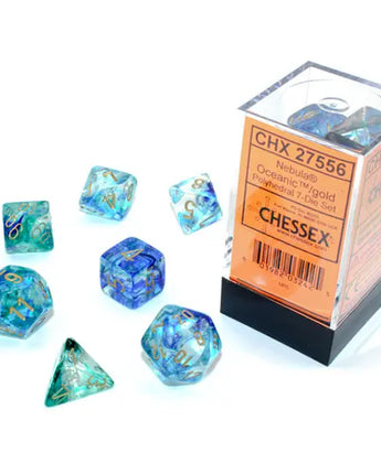 Chessex Dice: Luminary 7-Die RPG Set - Oceanic/gold 
