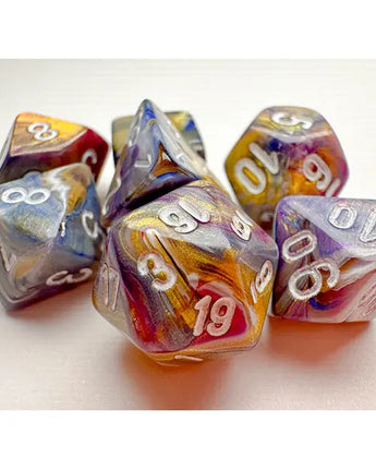 Chessex Dice: Mini 7-Die RPG Set - Festive: Carousel/White 