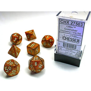 Chessex Dice: 7-Die RPG Set - Glitter: Gold/Silver 