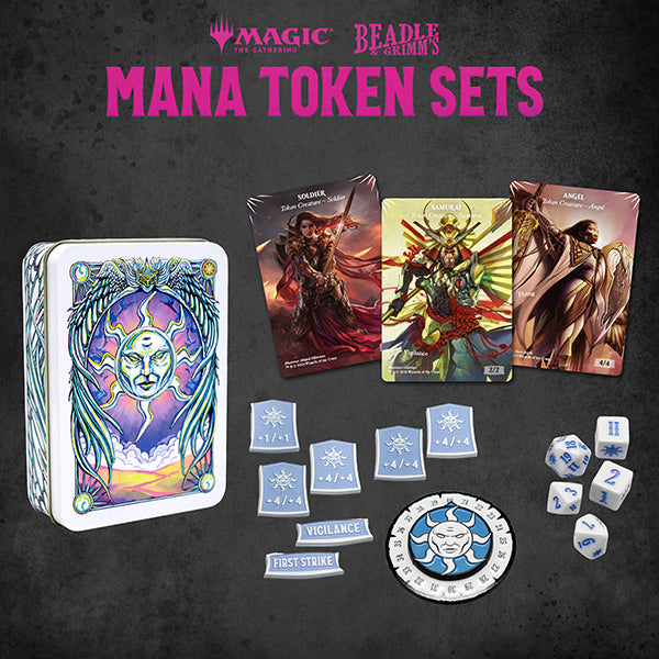 Load image into Gallery viewer, Beadle &amp; Grimms MTG White Mana Metal Token Set
