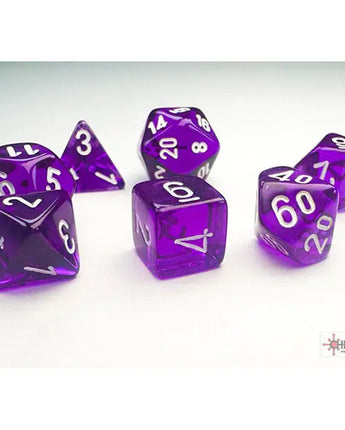 Chessex Dice: Mini 7-Die RPG Set - Translucent: Purple/White 