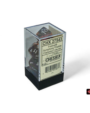 Chessex Dice: Festive 7-Die RPG Set - Symphony/White 