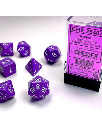 Chessex Dice: Opaque 7-Die RPG Set - Purple/White 
