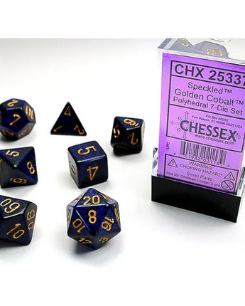 Chessex Dice: 7-Die RPG Set - Speckled: Golden Cobalt 