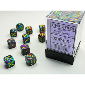 Chessex Dice: Special 12mm D6 (36) - Festive: Mosiac/Yellow 