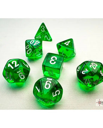 Chessex Dice: Mini 7-Die RPG Set - Translucent: Green/White 